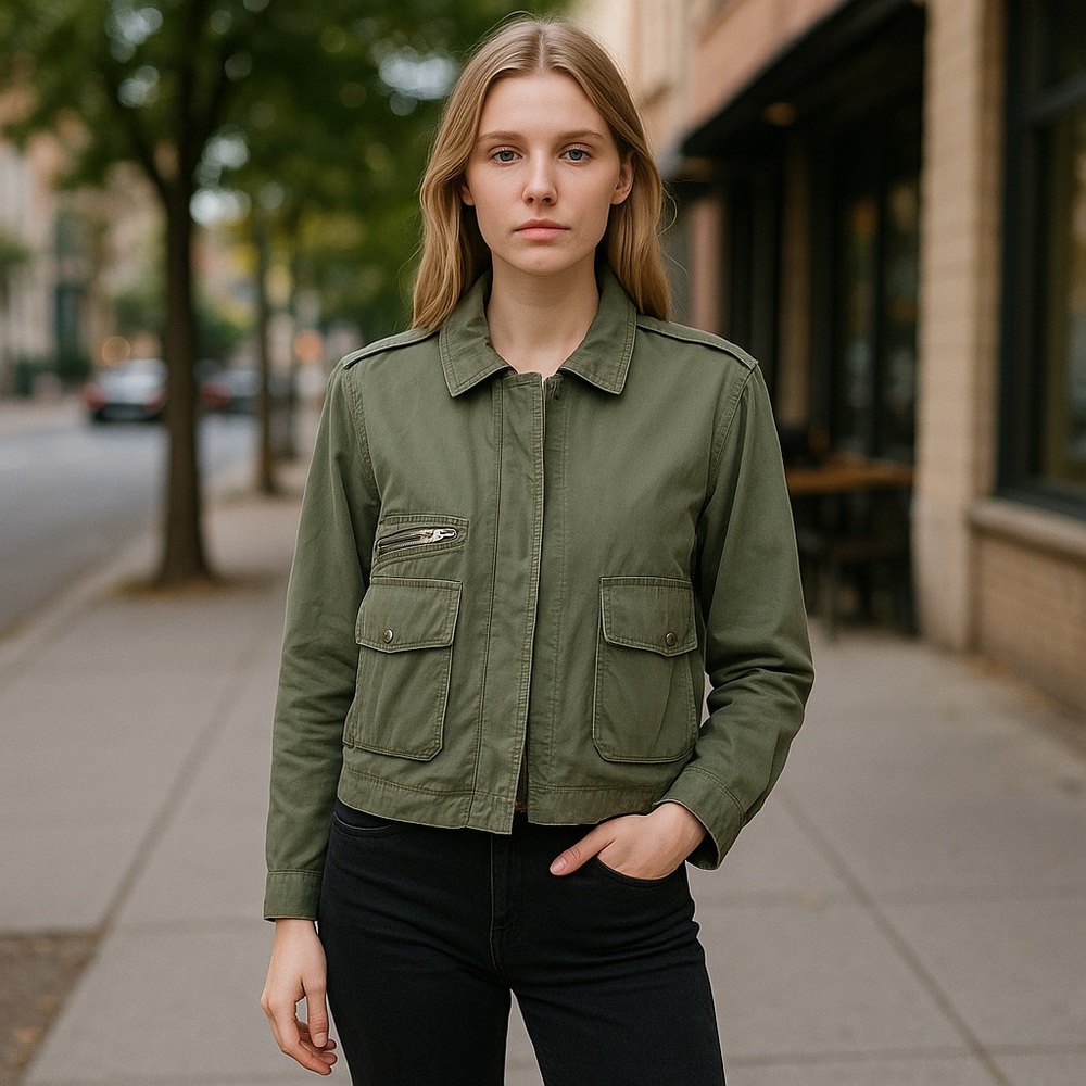 NWT BLANKNYC LIGHTWEIGHT FITTED TRUCKER JACKET OLIVE GREEN